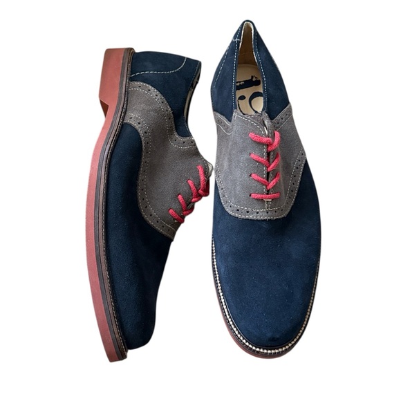 Nordstrom 1901 Suede Saddle Oxford Shoes Blue Grey Red Men’s 9.5 M main image 8